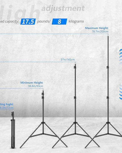 Neewer Photography Light Stand, 3-6.6ft/92-200cm Adjustable Sturdy Tripod Stand for Reflectors, Softboxes, Lights, Umbrellas, Load Capacity: 17.6lb/8kg