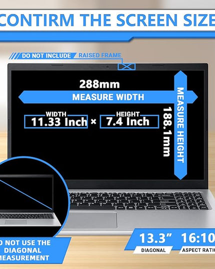 ZOEGAA Magnetic 13.3 Inch Laptop Privacy Screen Filter, for Removable & Reusable 16:10 Widescreen Display Laptop Privacy Screen 13.3 inch and Anti-Spy Anti-Blue Light Anti-Glare Protector