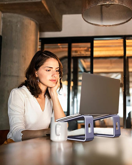 SOUNDANCE Laptop Stand, Aluminum Computer Riser, Ergonomic Laptops Elevator for Desk, Metal Holder Compatible with 10 to 15.6 Inches Notebook Computer, Purple