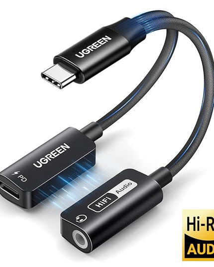 UGREEN Magnetic USB C to 3.5mm Audio Adapter and Charger 2 in 1 Hi-Res 32bit/384kHz Aux to USB C with PD 60W Fast Charging Dongle Cable for iPhone 17 Pro Max, Switch 2, Galaxy S25Ultra, iPad Pro