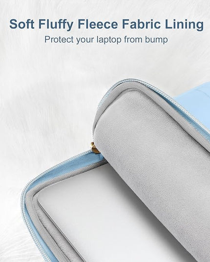 MOSISO 13.3 inch Laptop Case, 13-13.3 inch Puffy Laptop Sleeve Compatible with MacBook Air 13 13.6 M4 M3 M2 M1/Pro 13/Pro 14, HP Dell ASUS Lenovo,Polyester Horizontal Bag with Small Case, Air Blue