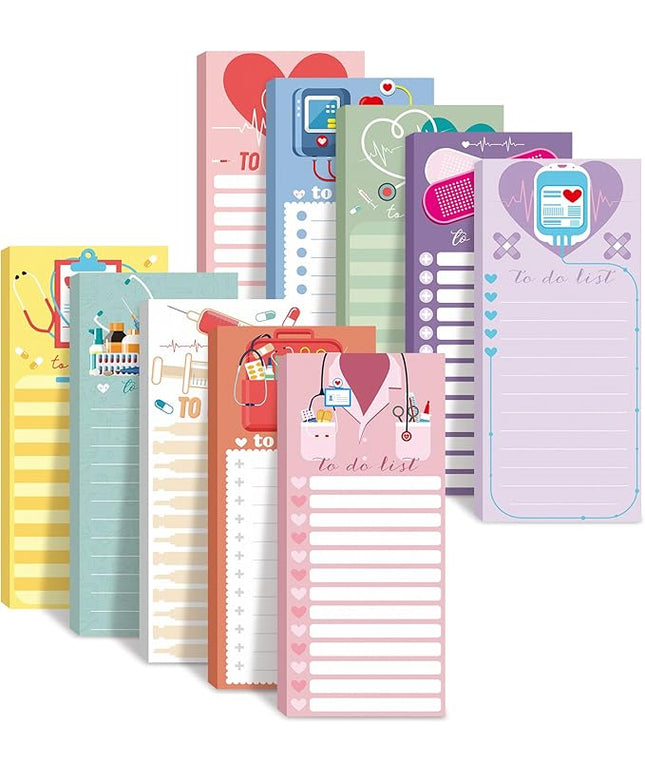Censen 10 Pack 500 Sheets To Do List Notes Daily Checklist Notepads with 50 Sheets Each Undated Color Memo Pad Block Shopping List Pad Weekly Plan Notepad Organizer Planners(Colorful,Nurse)