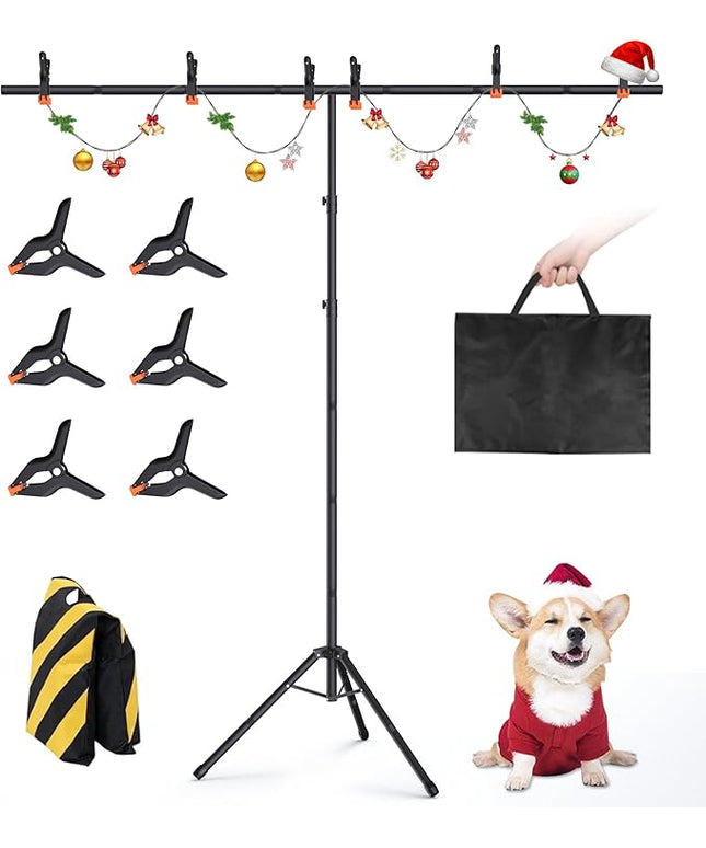 Portable T-Shape Backdrop Stand Support Kit 8x7.2ft, Adjustable Photography Green Screen Backdrop Stand for Parties, Photography Videography Studio (8×7.2Ft)