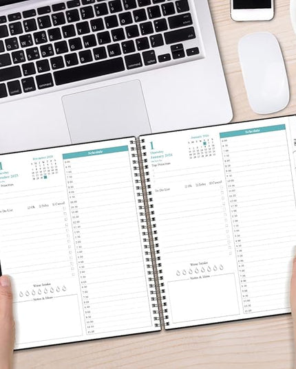 Daily Planner 2026 Full Page Per Day- 2026 Daily & Monthly Planner from January 2026 to December 2026, Day Planner 2026 with 12 Months Tabs, 8.5" x 11", Black