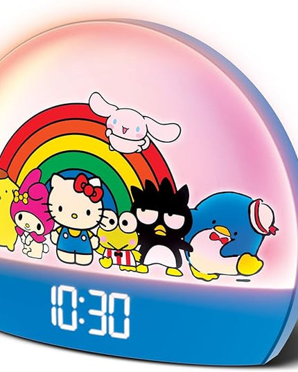 Hello Kitty and Friends Sunrise Alarm Clock - Multicolor Lights, USB Charging, LED Display, and Snooze Function