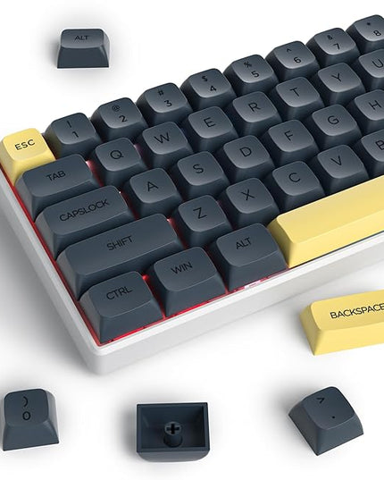 Guffercty kred Black XDA Profile PBT Keycaps, 142-Keys Gentleman Custom keycaps for 60% 65% 75% 100% Fullsize US&ISO Layout Mechanical Gaming Keyboard (Gentleman)