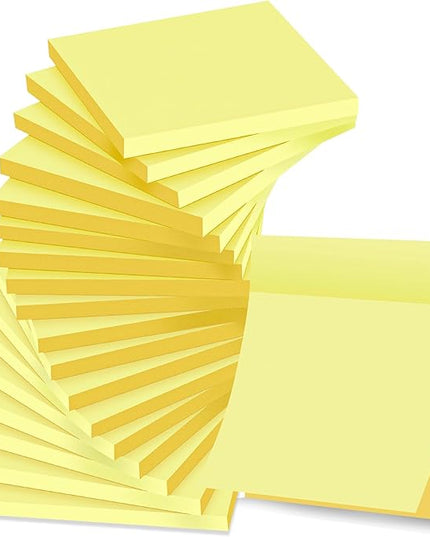 (18 Pack) Sticky Notes 3x3 in Yellow, Strong Adhesive, Clean Removal, Recyclable, Self-Stick Pads, Easy to Post for Home, Office, Notebook
