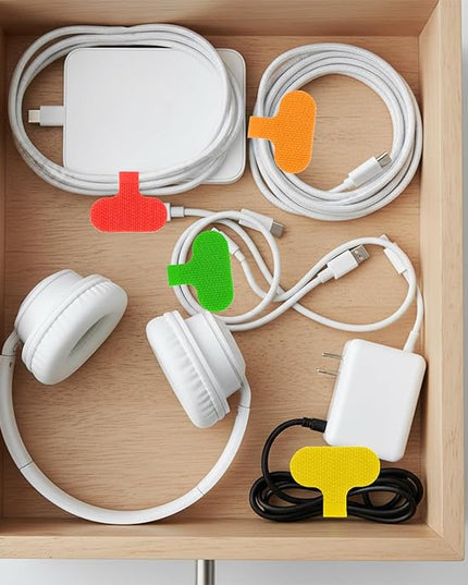 Multi-Color Cable Labels,40 Pcs Cord Labels for Electronics Reusable Cable Tags and Wire Tags for Computers Management Identification Writable Surface (8 Colors)