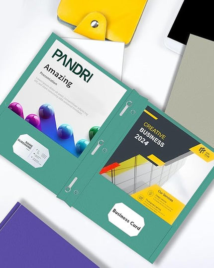 Two Pocket Folders, PANDRI 30 Pack Two Pocket Folders with Prongs, Designed for Office and Classroom, Assorted 5 Dark Colors 2 Pocket 3 Prong Folders