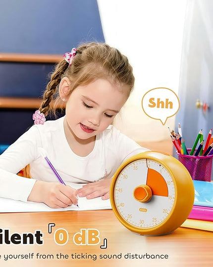 Conchstar Visual Timer for Kids 60-Minute - Countdown Timer with Optional Alarm, Focus Tool for ADHD & Autism, Time Management for Homework, Chores, Office, Kitchen, Teaching & Study Routines (Orange)