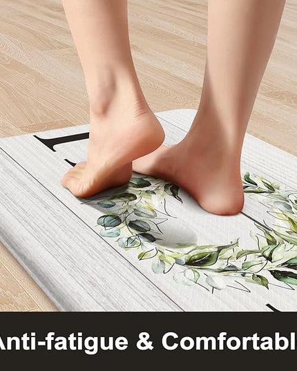 KIMODE Farmhouse Kitchen Mat 2PCS Anti Fatigue Kitchen Rugs Non-Skid Waterproof Kitchen Floor Mat Cushioned Comfort Standing Mat for Office,Laundry,Sink,Home