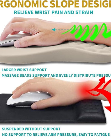 Hokafenle 2 in 1 Ergonomic Mouse Pad Wrist Support & Wrist Rest for Computer Keyboard Set, with Relieve Carpal Tunnel Pain Massage Bulge and Full Memory Gel Design (2In1 Set - Apricot)