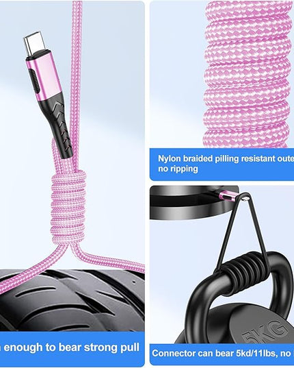 Durcord USB C Cable,2Pack 6ft Fast USB Type C Charging Cable for Android/Phone/Pad/Laptop, Type C Charger Braided USB Cable Compatible with iPhone 15 Pro/Plus/Max/Android/Phone/Pad Rose Gold