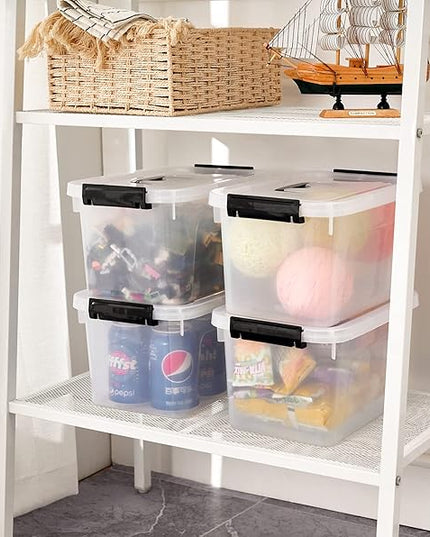6 Quart Clear Storage Latch Box/Bins, 6-Pack Plastic Container with Latches and Lid
