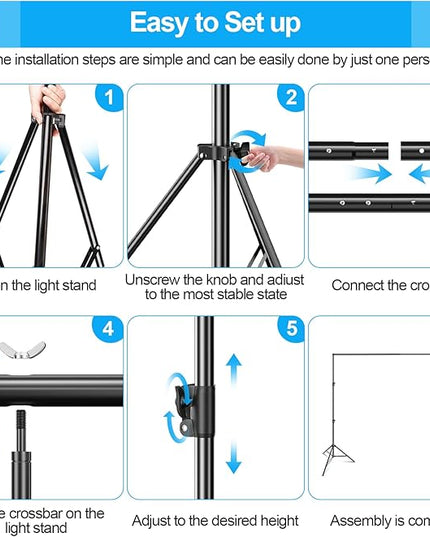 EMART Heavy Duty Backdrop Stand, 8.5 x 10ft Adjustable Photo Background Support System Kit with Carry Bag for Photography