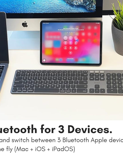 Macally Backlit Bluetooth Keyboard for Mac - Compatible Apple Keyboard Wireless - Multi-Device for MacBook Pro/Air, iMac, iMac Pro, Mac mini/Pro