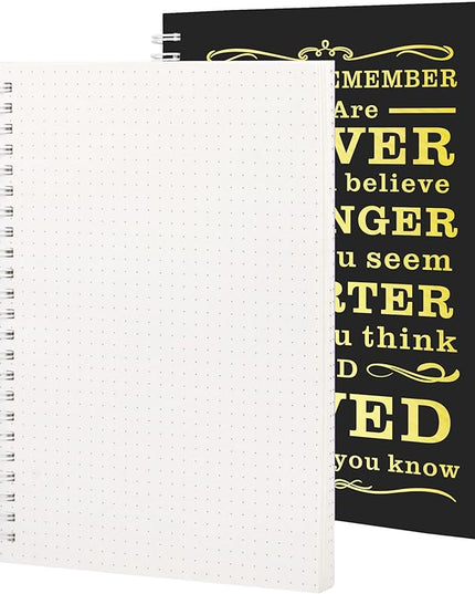 2Pcs Spiral Dotted Notebook,Inspirational Gifts A5 Dot Grid Spiral Notebook for Work & Sketching,Perfect for Office School Home Supplies,160 Pages (2, Dot Grid Black)