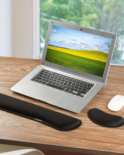 VAGAU Premium Keyboard Wrist Rest and Mouse Pad Wrist Support, Ergonomic Memory Foam Set for Office, Laptop, Mac, Computer and Gaming, Comfortable Typing &Wrist Pain Relief (2 Pack)