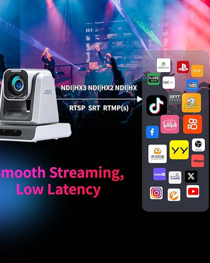 zowietek 4K PTZ Camera PoE, 25X Optical Zoom, Simultaneous HDMI and SDI Output, USB Out for Conference, RTSP/RTMP(s)/SRT, Standalone IP Live Streaming to YouTube for Meeting, Church, Event