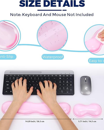 Gel Wrist Rest for Keyboard and Mouse, Wrist Rest for Keyboard, Mouse Wrist Support, Pain Relief, Cool Touch, Non-Skid, Mouse Wrist pad