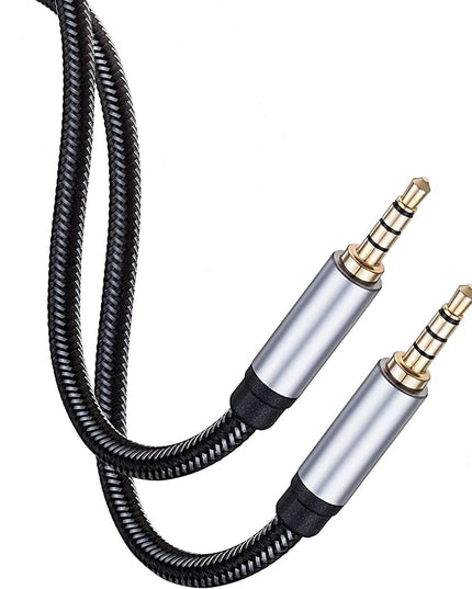 Jelly Tang Male to Male Audio Cable 12Ft,3.5mm 4 Pole Nylon Braided Stereo Aux Cord for Headphones, PS4,Phone, Tablets, Headset, PC, Laptop and More(12Ft/4M)