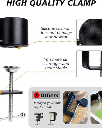 SUNMON Shure SM7dB Boom Arm with Pop Filter - Adjustable Mic Arm Compatible with SM7dB Microphone, Noise reduction Mic Windscreen, Weighted Metal Height adjustment Mic Stand for Shure Microphone