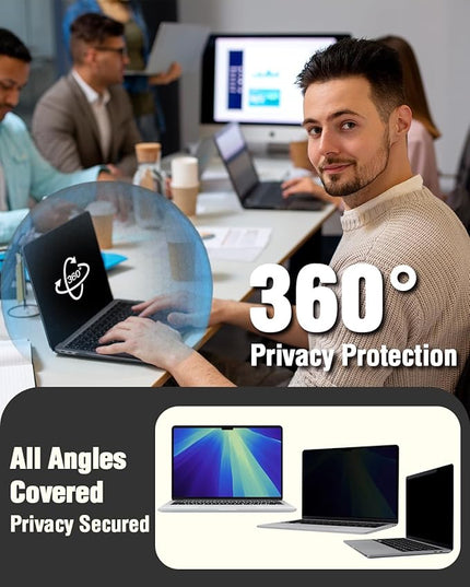 F FORITO Magnetic Laptop Privacy Screen 15.6 inch 16:9, 360° Anti Peeping Removable Anti Glare Blue Light Filter Compatible with All 15.6” 16:9 Laptops Portable Monitors