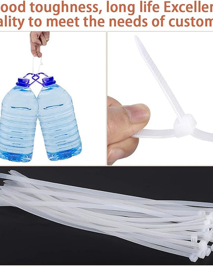 Halsouy Plastic twist ties Cable Ties Heavy Duty Nylon Self-locking Long Wire Ties 50 Pack - White (24 Inch)