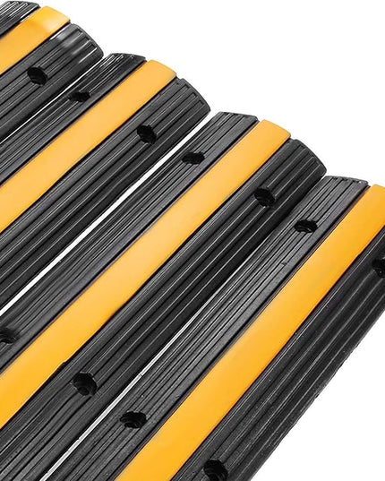 Reliancer 4 Pack 1-Channel Rubber Cable Protector Ramp Traffic Speed Bump 18000lbs Capacity Heavy Duty Cable Protective Cover Ramp Driveway Hose Cord Track Protector Wires Concealer for Garage Parking