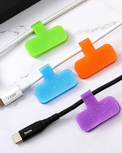 80 Pieces Self-Adhesive Cable Labels Multi-Color Cord Wire Labels, Nylon Writable Oval Tags, Hook and Loop Wire Tags for Cable Management, Computers and More