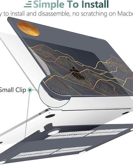 DONGKE for M4 MacBook Air 13.6 Inch Case 2025 2024 2023 2022 Model A3240 A3113 A2681 M3 M2 Chip, Plastic Hard Shell Case Cover with Touch ID for MacBook Air 13 Inch M4 - Abstract Mountain