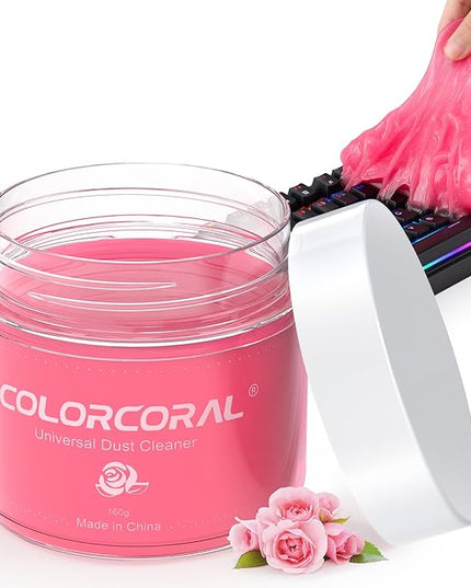 ColorCoral Universal Cleaning Gel Keyboard Dust Cleaner for Office Electronics Product,Cleaning Putty for Car Detailing Laptop Dusting Kit Computer Dust Remover,Computer Cleaning Accessories,Rose Pink