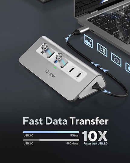 P9 USB C Hub, intpw 9-in-1 USB C Hub Multiport Adapter with 4K HDMI, PD 100W, Type-C & 2 USB A 3.0 5Gbps, 2 USB A 2.0, SD/TF Card Reader, Aluminum USB Hub for Laptop, iPhone 17 Series, MacBook, iPad