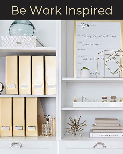 BLU MONACO Gold Magazine File Holder Set of 4 – Stylish Desk Organizer for Home & Office - Elegant Supplies, Bookends & Durable File Holders for a Gold Office Decor