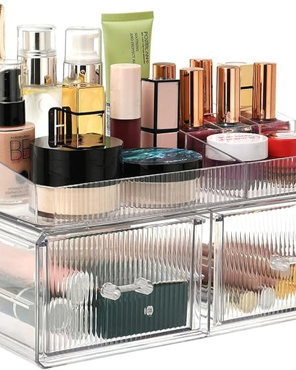 ZHIAI stackable storage drawer, cosmetic acrylic storage box, cosmetics and beauty product storage organizer, suitable for makeup room, bathroom, storage room
