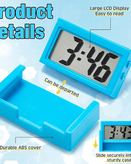 Frienda 3 Pieces Mini Digital Clock Small Digital Clock Stick on Battery Operated Self Adhesive Bracket for Car Dashboard Fridge (Blue)