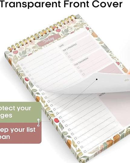Taja To Do List Notepad - To Do List Notebook for Work with 52 Sheets, Undated Daily Planner Perfect for Daily Tasks and Goal Setting, Notepad Suitable for Office, Home & School - Cherry Orchard