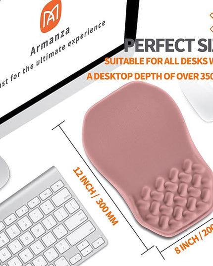 Ergonomic Slope Mouse Pad Wrist Support, Wrist Rest Mousepad for Carpal Tunnel Pain Relief with Massage Bulge and Slow Rebound Memory Foam (12x8 inch, Pink)