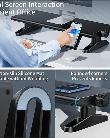 Computer Monitor Stand Riser for Desk,4.5-6.3 Inches Freely Height Adjustable with Cellphone Holder,Multi-Purpose Desktop Organizer Monitor Stands Riser for Computer,Laptop,Printer,TV (BLack)