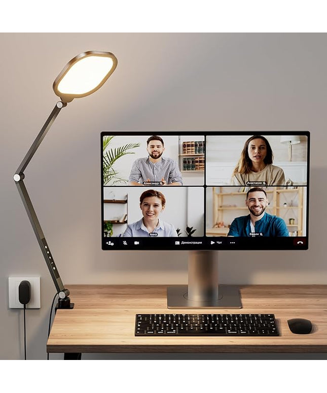 Video Conference Lighting for Computer, Dimmable Light for Video Recording, Meeting, Laptop & Webcam, 15W Ring Light for Desk with C- Clamp, Swing Arm, Remote, Memory & Timer CRI >95