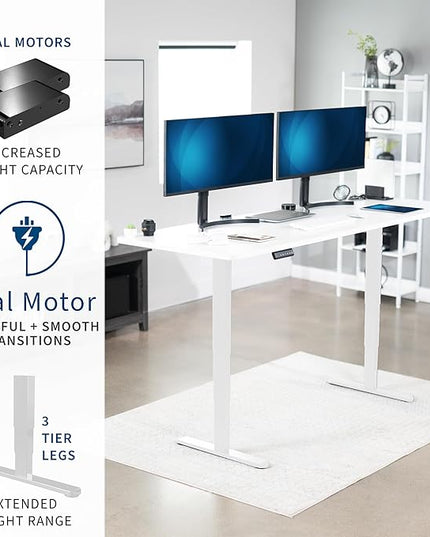 VIVO Electric 83 x 30 in Dual Motor Sit Stand Desk, Memory Height Adjustment, 2B Series, White Top White Frame, DESK-KIT-2W8W