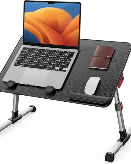 SAIJI Laptop Bed Tray Table, Adjustable Home Office Standing Desk Portable Lightweight Foldable Lap Desk for Sofa Couch Floor Working Studying Reading Writing Eating,Fit Up to 17" Laptop(Large，Black)