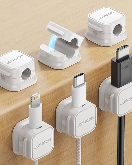 6 Pack Magnetic Cord Holder, Cord Organizer Cable Clip for Desk Management, JOYROOM Smooth Adjustable Cable Clip, Wire Holder Keeper Organizer for Home Office Desk Phone Car Wall Desktop Nightstand