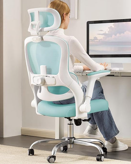 Office Chair - Ergonomic Office Chair with Back Support, Ergonomic Computer Chair - Home Office Desk Chairs, 400lbs Wide Seat Big and Tall Office Chairs with Headrest, Comfy Desk Chairs(Blue)