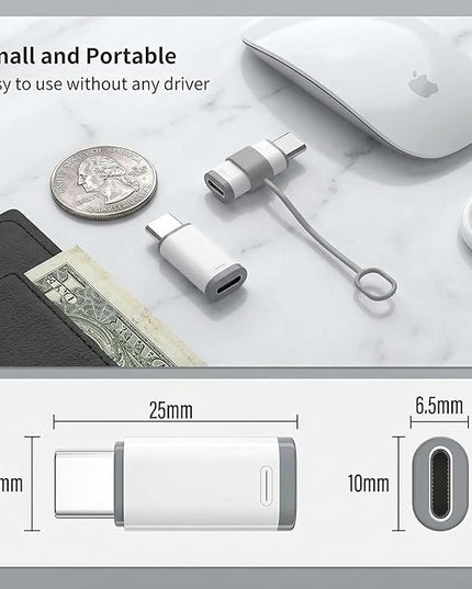 5 Pack Lightning to USB C Adapter for iPhone 15/16/17 Pro, Fast Charging & Data Sync for iPhone 17/16 Accessories, USB C Charger Cable, Not for Audio/OTG