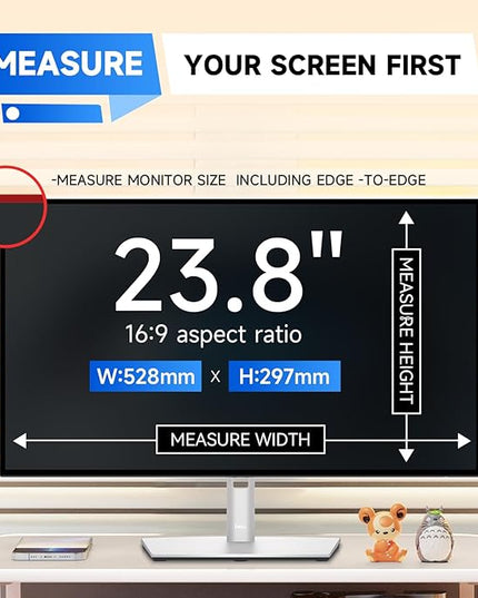 IPROKKO 【2 Pack】 23.8 inch Anti-Blue Light Monitor Screen Protector for 16:9 Widescreen,Removable Anti Glare Blue Light Blocking Screen Filter，LED PC Anti-UV Eye Protection Filter Film