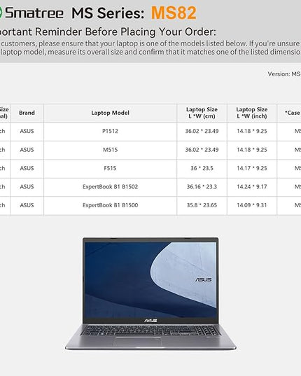 Smatree MS82 Hard EVA Protective Sleeve with Stand Compatible for 15.6 inch ASUS ExpertBook B1 B1502/B1500, for 15.6 inch ASUS P1512/M515/L510/F515 Laptop, Green