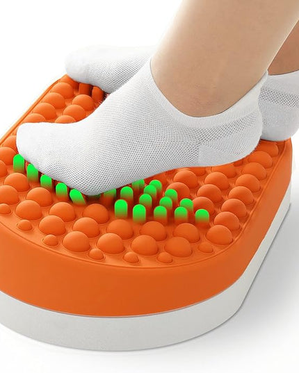 Foot Rest for Under Desk at Work, Home Office Foot Stool, Ottoman Foot Massager for Plantar Fasciitis Relief, Soft Silicone Footrests, Anti-Fatigue (Orange)