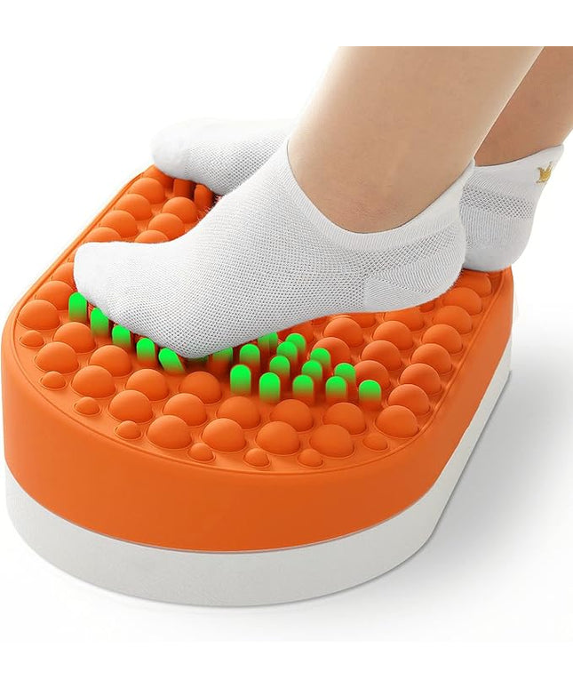 Foot Rest for Under Desk at Work, Home Office Foot Stool, Ottoman Foot Massager for Plantar Fasciitis Relief, Soft Silicone Footrests, Anti-Fatigue (Orange)