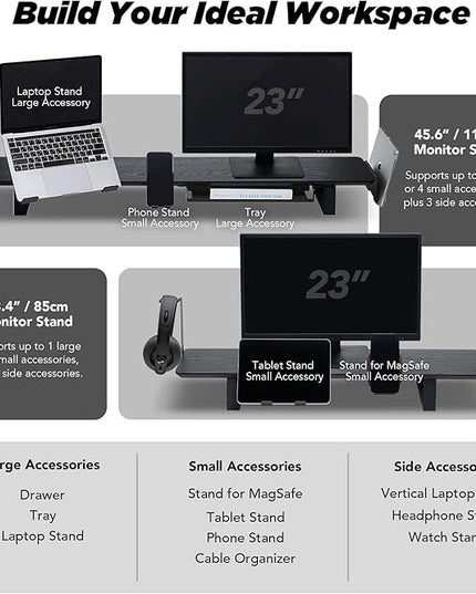 Moodular Add-ons Vertical Laptop Tray [Accessory Only - Requires Moodular Wooden Monitor Stand Slide Rails for Use] Black MSA-VLT